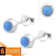 Synthetic Opal Silver Stud Earrings, e426st